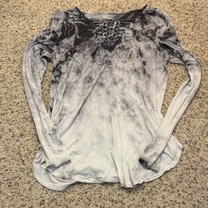 American Eagle Outfitters Black and Gray Long Sleeve Top